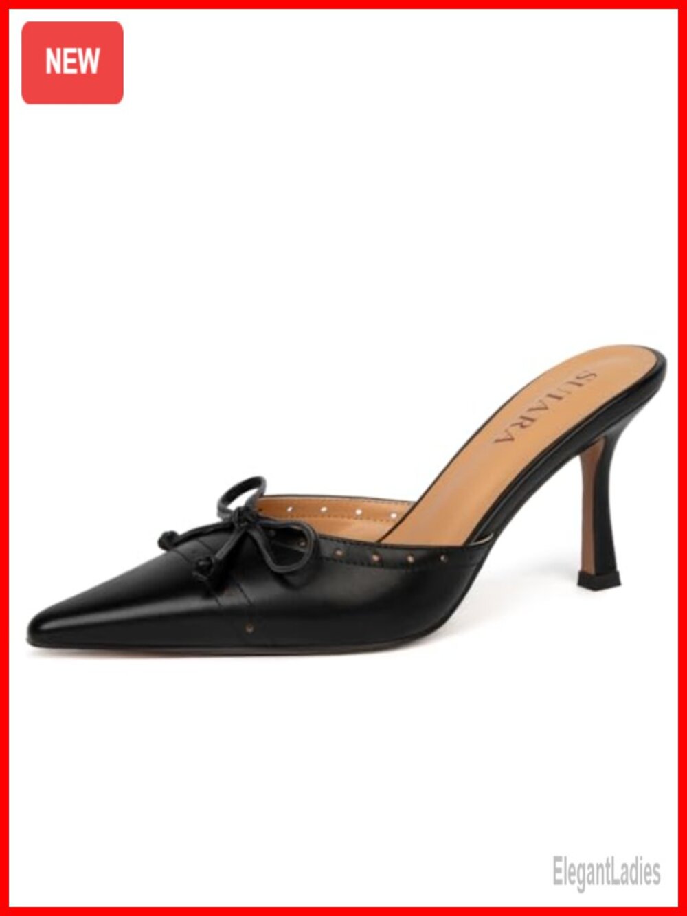 Faux Leather Kitten Heel Pointed Toe Slip On Mule Heels